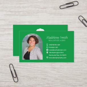 Green Real Estate Agent Business Card with Custom 
