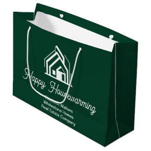 Green Real Estate Company Custom Housewarming Large Gift Bag