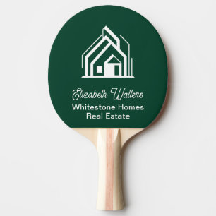 Green Real Estate Company Custom Realtor Ping Pong Paddle