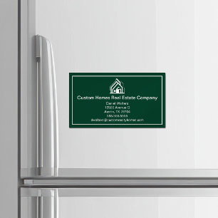 Green Real Estate Company House Modern Magnetic Business Card