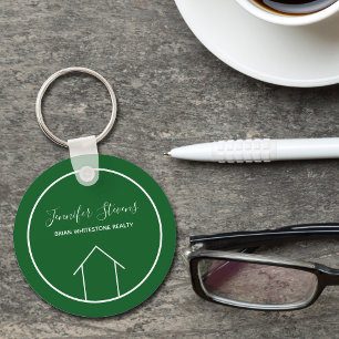 Green Real Estate Company Modern Custom Realtor Key Ring