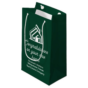 Green Real Estate Company Personalised Realtor Small Gift Bag