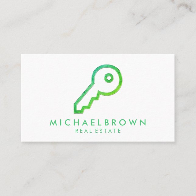 Green Realtor Rental House Key Business Card (Front)