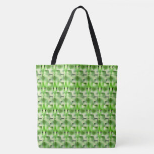 Green rectangles, shapes, spots grey and white. tote bag