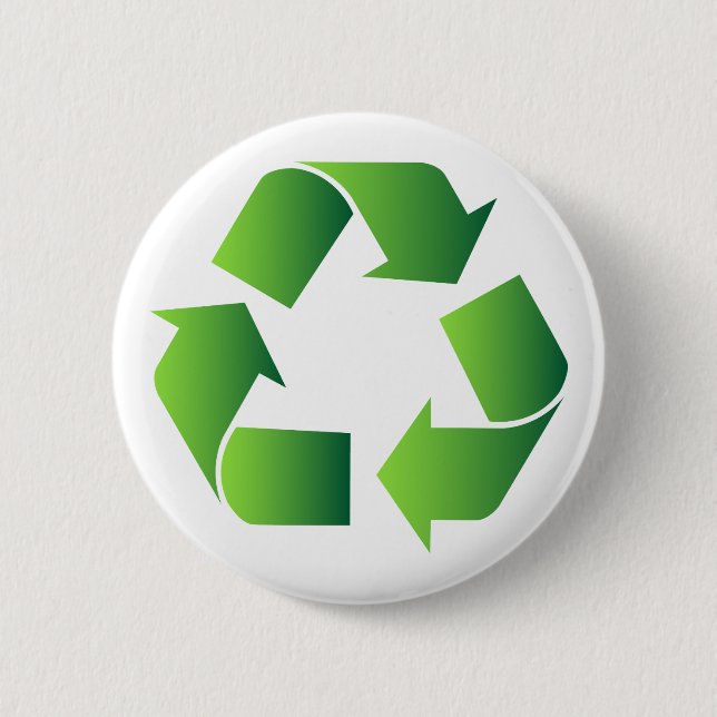 Green Recycle Symbol 6 Cm Round Badge (Front)