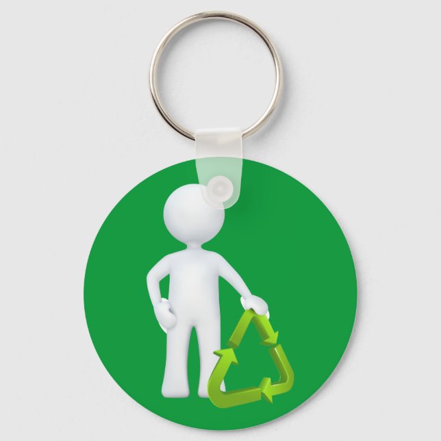 Green Recycle Symbol Key Ring (Front)