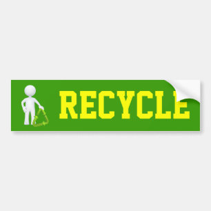 Green Recycle Symbol & Man Bumper Sticker