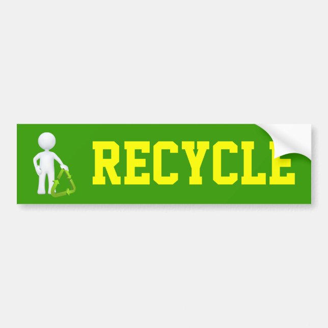 Green Recycle Symbol & Man Bumper Sticker (Front)