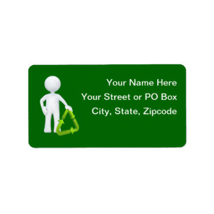 Green Recycle Symbol & Man Label
