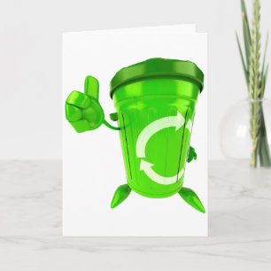 Green Recycling Bin Greeting Cards