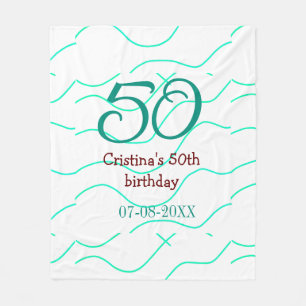 Green red 50 birthday anniversary add name date p fleece blanket