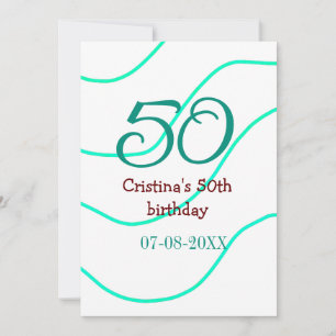 Green red 50 birthday anniversary add name date p invitation
