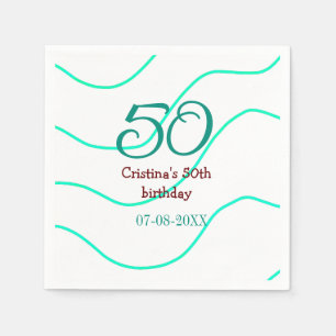 Green red 50 birthday anniversary add name date p napkin