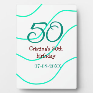 Green red 50 birthday anniversary add name date p plaque