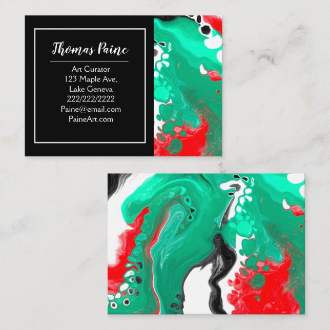 Green, Red and Black Marble Sharp Business Card (Front/Back)