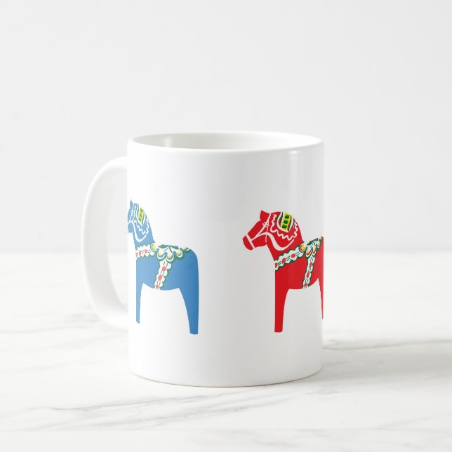 Green, red and blue Dalahäst Coffee Mug (Front Left)