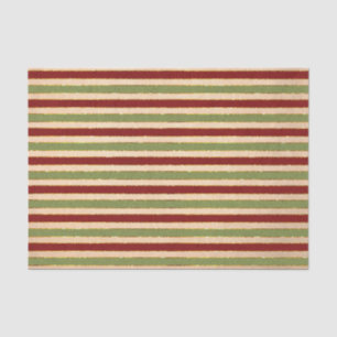 Green, Red and old Foil Striped Christmas Pattern Tissue Paper
