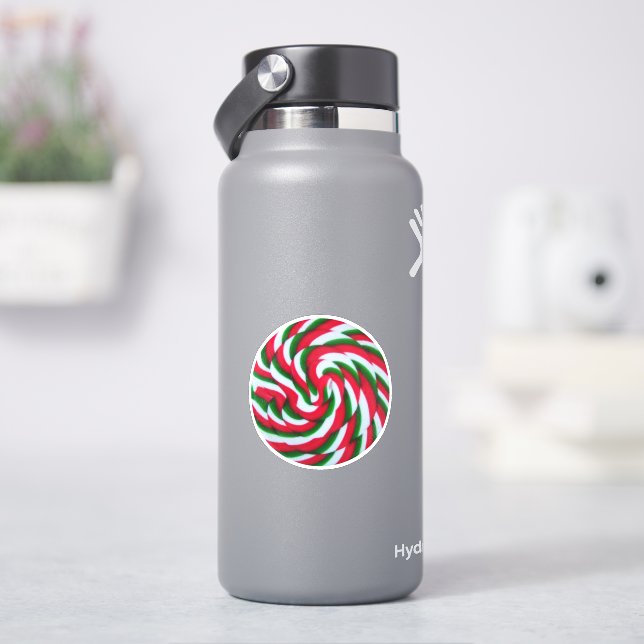 Green Red and White Candy Circle Shape Photo (HydroFlask)