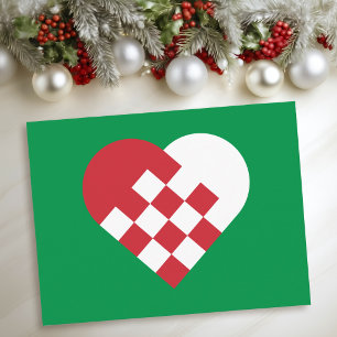 Green Red and White Danish Heart Holiday Postcard