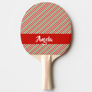 Green, red and white stripes ping pong paddle