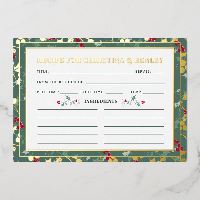 Green red berries seasonal recipe card  (Front)