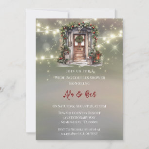 Green Red Berry Decor Door Light Couples Shower Invitation