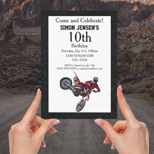 Green Red Bike Sports Boy Birthday Invitations