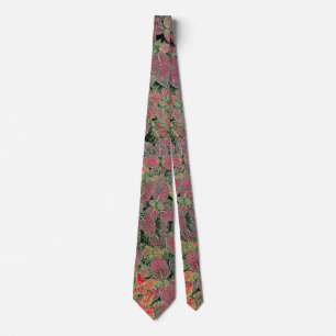 GREEN RED BLACK NATURAL LEAVES MODERN NECK TIE