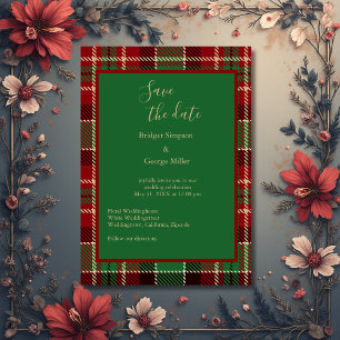 green red black scottish celtic tartan wedding invitation