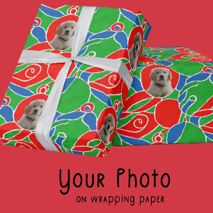 Green Red Blue Christmas Dog Lovers Pet Moms Gift Wrapping Paper