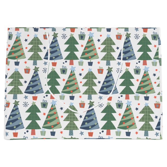 Green Red Blue Christmas Trees  Large Gift Bag (Front)