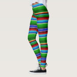Green Red Blue Mexican Sarape Leggings<br><div class="desc">The serape or sarape is a long blanket-like shawl, often brightly coloured stripes with fringe at the ends worn in Mexico. This pattern is a cool-toned classic green, red, and blue with a splashes of white. Perfect for Cinco de Mayo or National Enchilada Day (also on May 5)--or Taco Tuesday...</div>