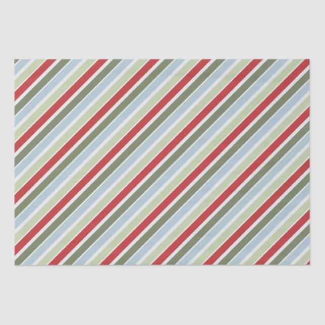 Green Red Blue Stripes Tissue Paper (Front)