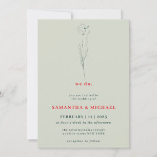 Green Red Boho Indie Botanical we do Floral Invitation