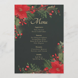 Green Red Botanical Holiday Christmas Party Menu
