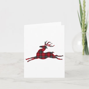 Green Red Buffalo Plaid Deer Reindeer Head Christm Card