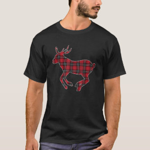Green Red Buffalo Plaid Deer Reindeer Head Christm T-Shirt