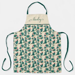 Green & Red Cactus Pattern Apron