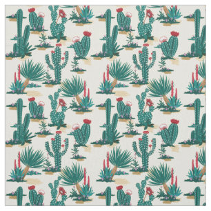Green & Red Cactus Pattern Fabric