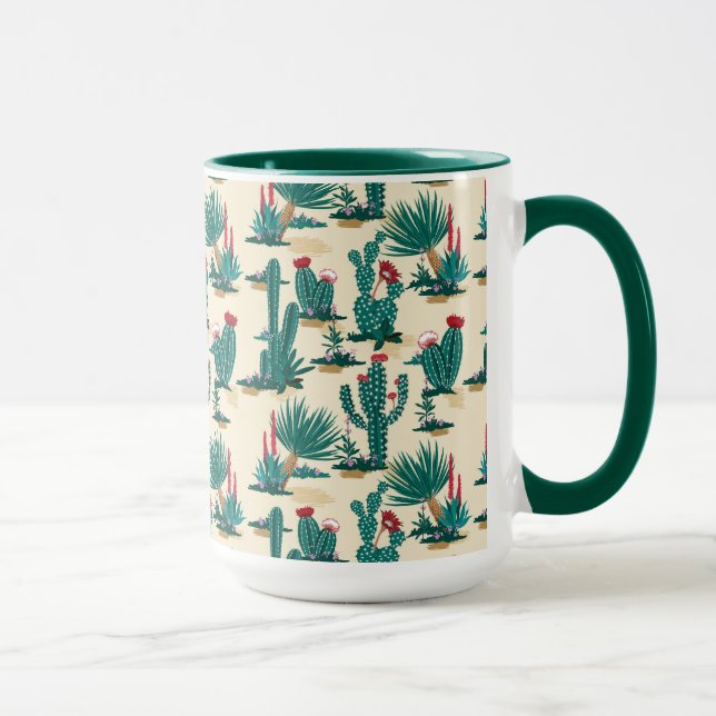 Green & Red Cactus Pattern Mug (Right)