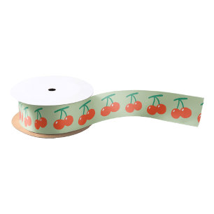 green red cherry cute  satin ribbon