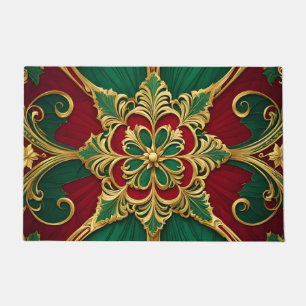 Green Red Christmas Holiday Doormat
