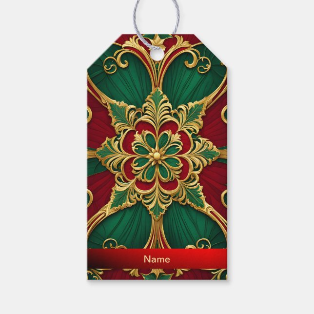 Green Red Christmas Holiday Gift Tag (Front)