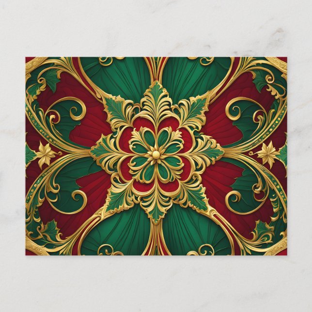 Green Red Christmas Holiday Postcard (Front)