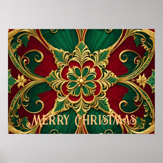 Green Red Christmas Holiday Poster (Front)