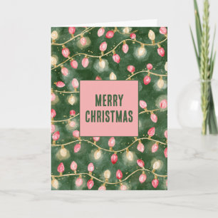 Green Red Christmas Lights Card