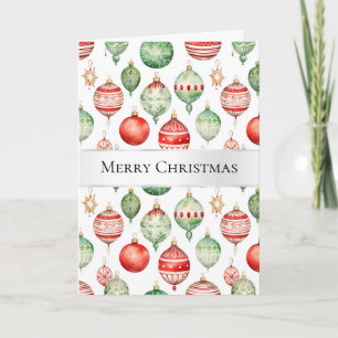 Green Red Christmas Ornaments Card