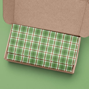 Green Red Christmas Plaid Pattern Tissue Paper