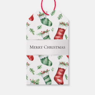 Green Red Christmas Stockings Gift Tags