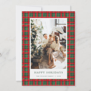 Green & Red Christmas Tartan Photo Holiday Card